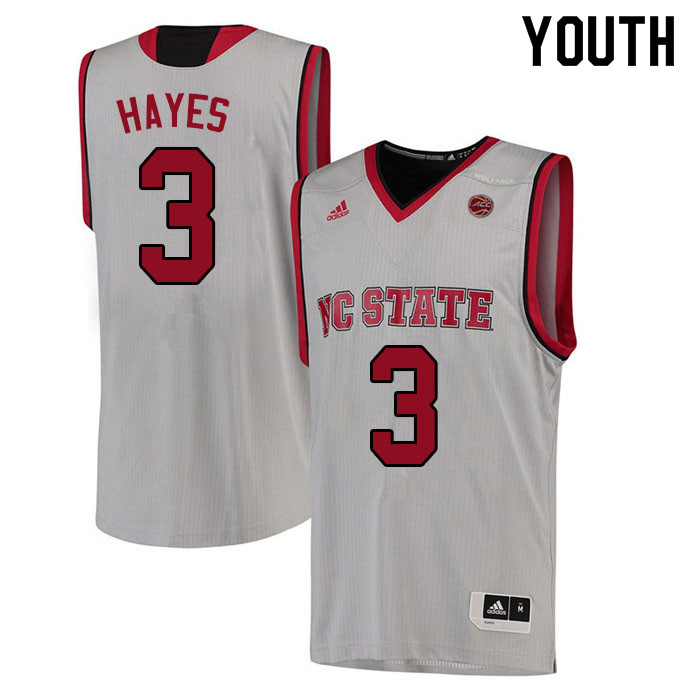 Youth #3 Cam Hayes NC State Wolfpack College Basketball Jerseys Sale-White